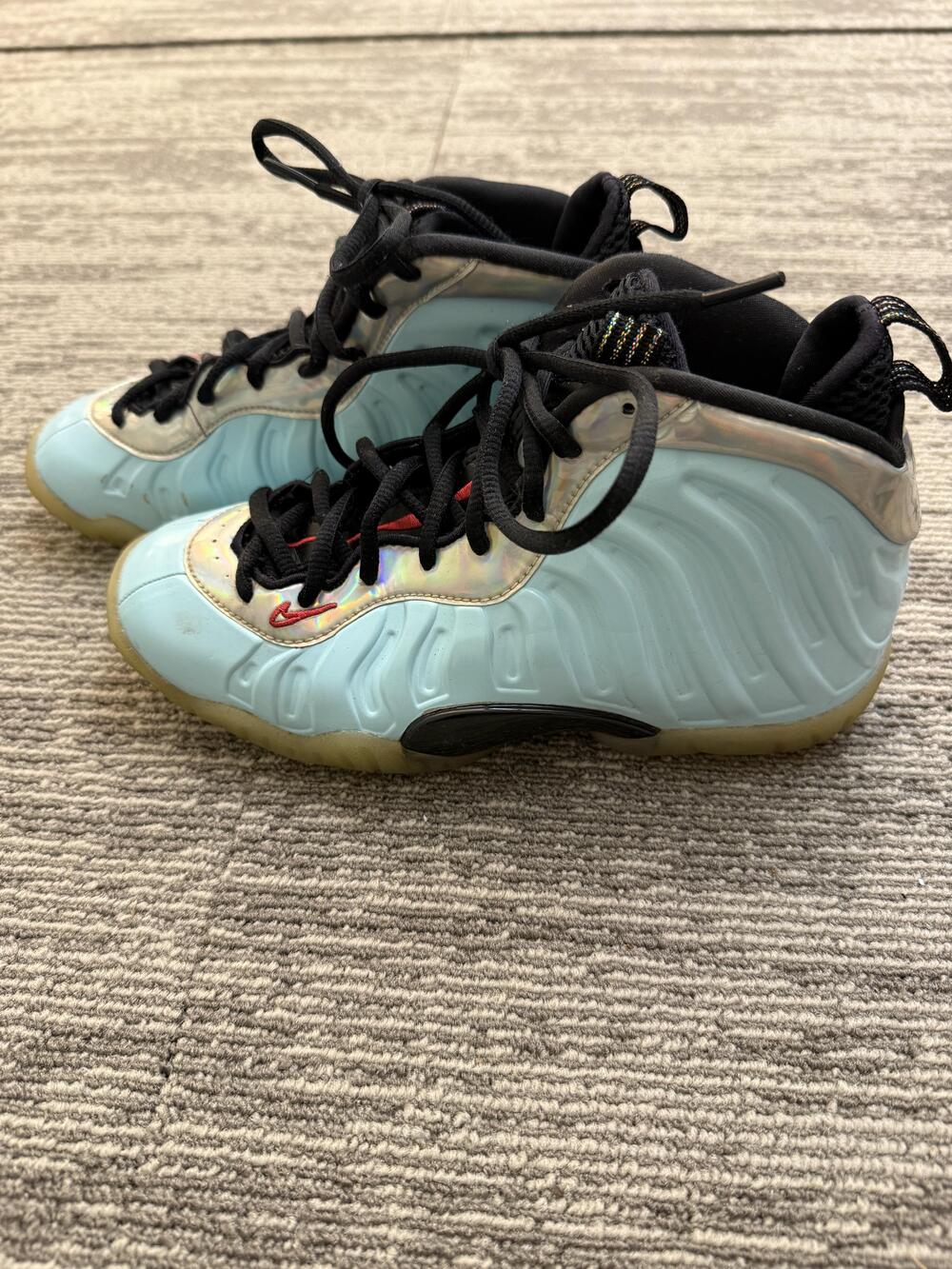 Nike Little Posite One Shoes Youth Size 4Y Blue Iridescent DH6490-400 Foamposite